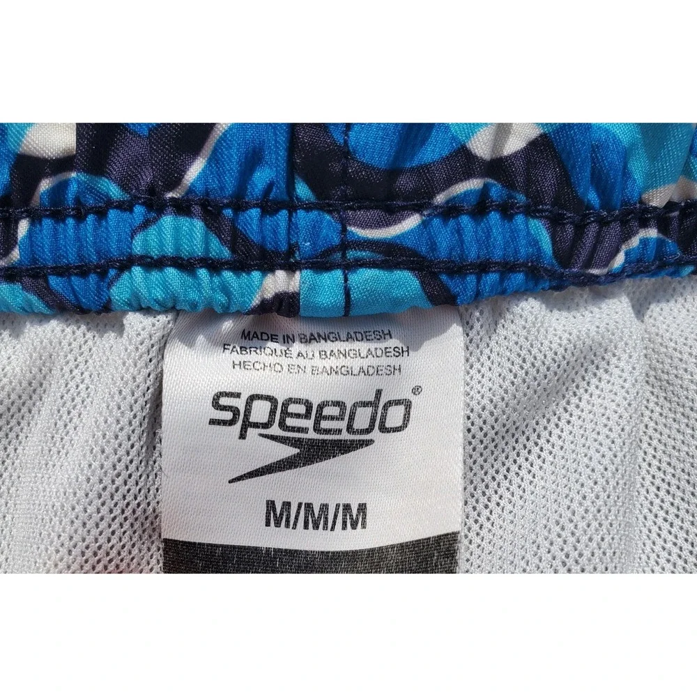 Speedo Mens Swim Trunks Blue Mesh Liner 3 Pockets Medium 7
